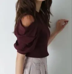 NATURAL BEAUTY BASIC パープル パフスリーブ ニット