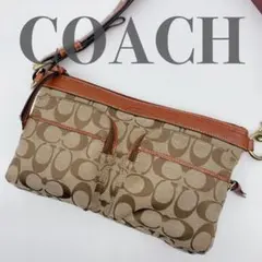 COACH コーチ ウエストポーチ ボディバッグ シグネチャー キャンバス 本革