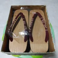 新品 木製下駄 花柄鼻緒
