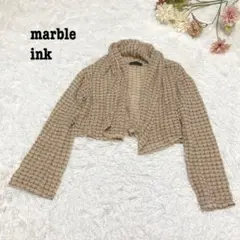 s.895【マーブルインク】長袖カーディガン ニット カジュアル ブラウン M