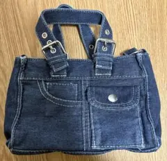 デニム ハンドバッグ ショルダーストラップ付き