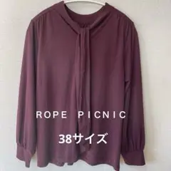ＲＯＰＥ　ＰＩＣＮＩＣバーガンディ リボン付き長袖ブラウス