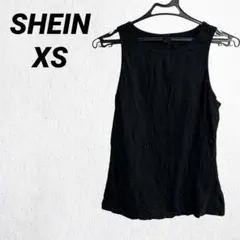 ブラック タンクトップ シンプル ノースリーブ SHEIN シーイン 【XS】