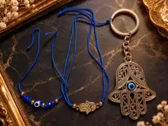 【3点セット】ハムサ ナザールボンジュウ ブレスレット キーホルダー