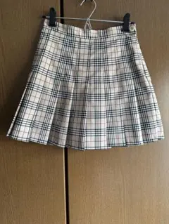 チェック柄プリーツスカート ミニスカート ベージュ系