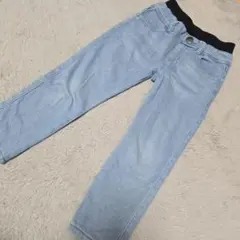 110 男女兼用　裏起毛　フリース　デニムパンツ　ライトブルー