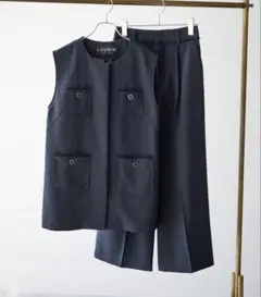 【LOUNIE】ポケットデザインジレ ネイビー 36サイズ