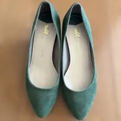 オリエンタルトラフィック　グリーン 春スエードポインテッドトゥパンプス