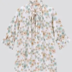 ユニクロ　UNIQLO PAUL&JOE ポール&ジョー花柄フリル五分袖シャツ
