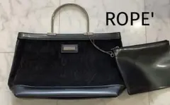 美品　ROPE' ロペ レザー×メッシュトートバッグ A4収納可 ポーチ付きのサムネイル