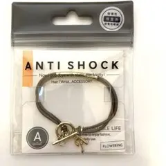 新品 フラワーリング 静電気軽減ブレスレット イニシャルA ヘアゴム ゴールド