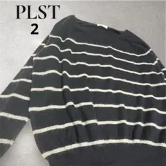 即購入OK！PLST ストライプ Vネック 長袖ニットウールアンゴラ送料無料