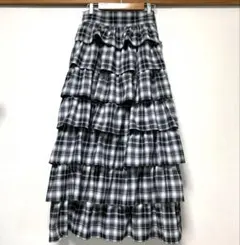 axes femme アクシーズファム ティアード ボリュームスカート チェック