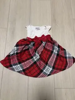 赤と白のチェック柄ワンピース 18M