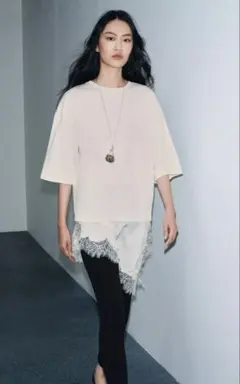 ZARA レースコンビ Tシャツ