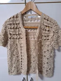 KANeko Isao ベージュ レースカーディガン