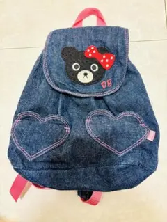ミキハウス　DOUBLEBデニムリュック　ハート　くま