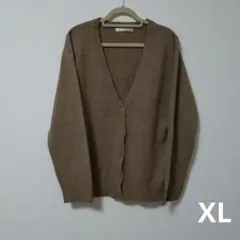ブラウン 長袖ニットカーディガン