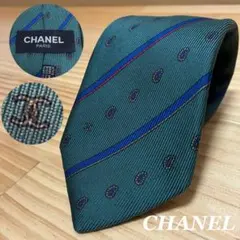 【希少】CHANEL ネクタイ 高級シルク ココマーク ペイズリー レジメンタル