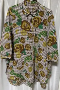 訳ありお安くしてますtopys綿100%花柄チェックシャツ