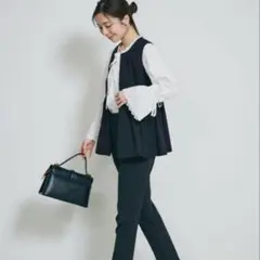 basement online ペプラム ベスト ジレ ネイビー きれいめ