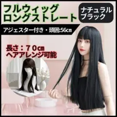 フルウィッグ ロング ストレート ブラック 前髪ぱっつん 黒髪 ブラックのサムネイル