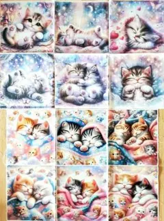 ★激安セール‼️★ ④　猫ちゃんパネル生地　12枚セット　まとめ売り