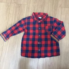 PETIT BATEAU 赤青チェックシャツ 18m