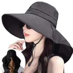 【紫外線対策】 帽子 レディース 日焼け対策 超つば広 360度遮光 首筋保護
