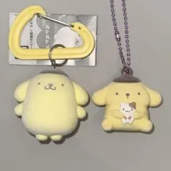サンリオポムポムプリン ふわわフロッキーカラフルカラビナマスコットチャーム 2点