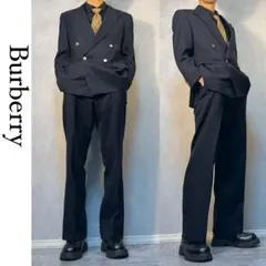 【美品　高級デザイン】Burberry セットアップ　ダブル　金ボタン　紺ブレ