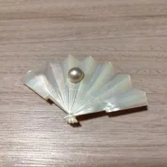 和装小物 帯留め シェル パール 扇子