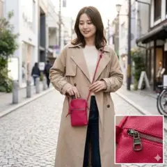 【極美品】スマホショルダー / ミニポシェット（鮮やかレッド）