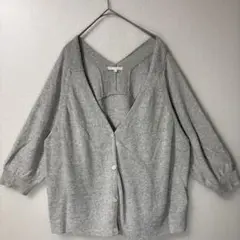 studio CLIP 麻綿 7分袖 2wayワイドカーディガン M グレー