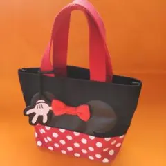 ミニーちゃん 水玉 赤 ミニトートバッグ チャーム付 即購入可能！