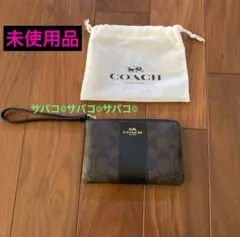 新品コーチ コーナージップ リストレット シグネチャー ブラウン