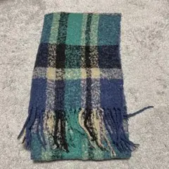 ブルーグリーン系 チェックストール マフラー