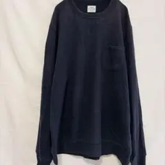 coen【L】ネイビー スウェット シンプル　トレーナー　長袖　トップス　秋冬