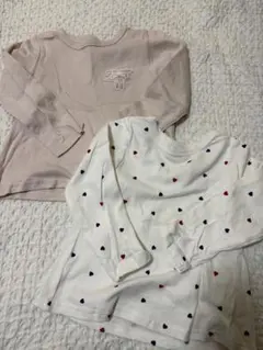 プティマイン　ハート柄長袖カットソー 2枚セット 100cm