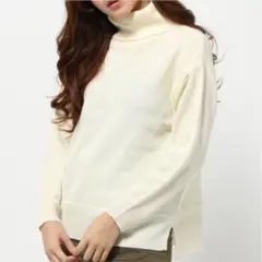 アースミュージックアンドエコロジー ニット タートル アイボリー