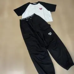 (2点セット)ロゴTシャツ＆カーゴパンツ セットアップ