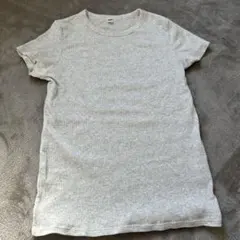 グレー リブ編み 半袖Tシャツ S