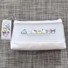 新品！サンリオキャラクターズ メッシュ ペンケース フラットポーチ クリア