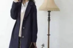 ネイビー ボタン付きロングコート