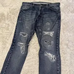 ナンバーナインDENIM×1PIU1GUALE3 スウェットペンキ加工デニム復刻 