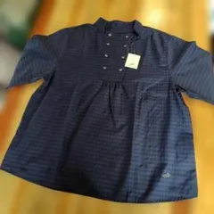 CROCODILE ダブルボタンチェック半袖ブラウス L