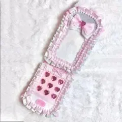 【66】ミントグリーン×ピンクガラケーカードケース ♡ケースB8 硬質ケースデコ