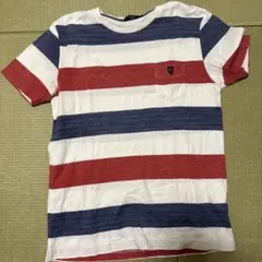 ちょい汚れあり！ストライプ Tシャツ 左胸ポケット付き