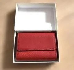 新品　牛革　三つ折り財布　コンパクト　日本製　レッド