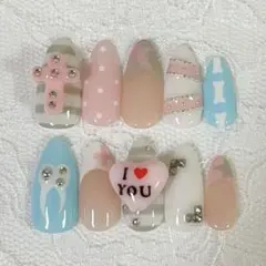 No.21 ネイルチップ y2k グランジ ウィッシュコア ピンク グレー